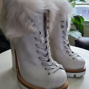 Prada White Fur Boots size 40